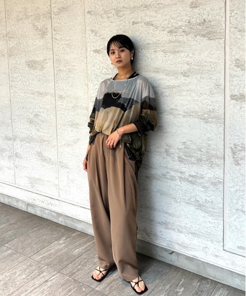 Ameri（アメリ） スラックス パンツ FOLD TUCK OVAL PANTS レディース