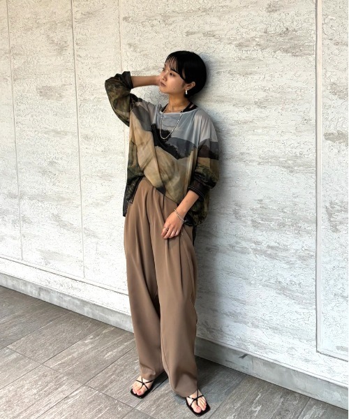 Ameri（アメリ） スラックス パンツ FOLD TUCK OVAL PANTS レディース
