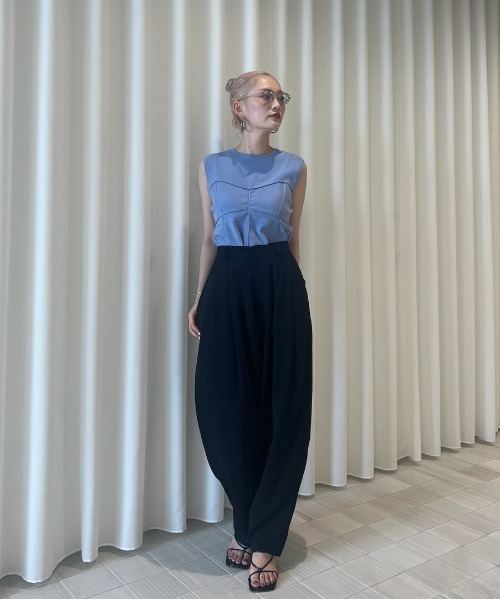Ameri（アメリ） スラックス パンツ FOLD TUCK OVAL PANTS レディース