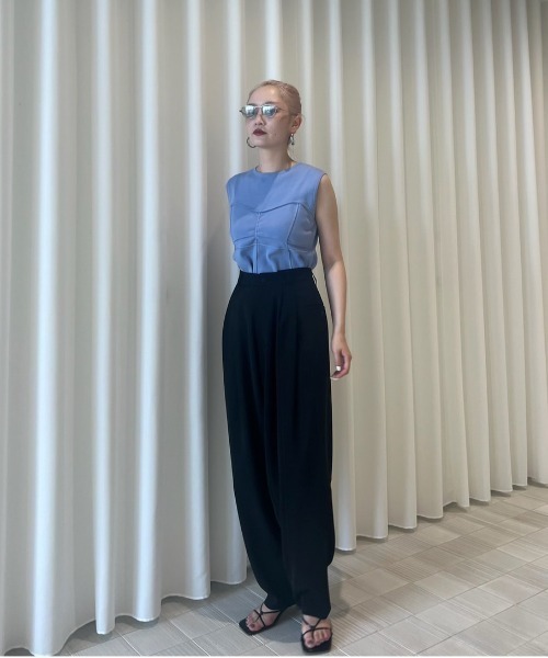 Ameri（アメリ） スラックス パンツ FOLD TUCK OVAL PANTS レディース