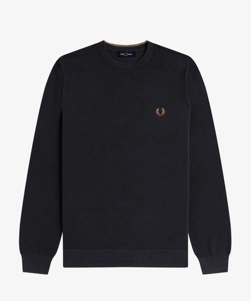 （M）FRED PERRY ブラック 長袖ニット BEAMS（ビームス）【別注】FRED PERRY / フラッフィー クルー