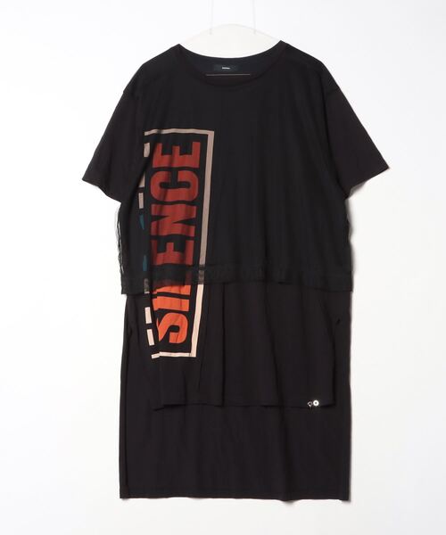 【新品✨タグ付き】DIESEL ディーゼル Dロゴ刺繍 ブラックワンピース S DIESEL ディーゼル ロゴ刺繍 ミニ ワンピース (DIESEL