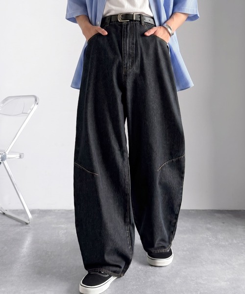 Classical Origin ワイドパンツ ジーンズ ブラスト加工カーブ