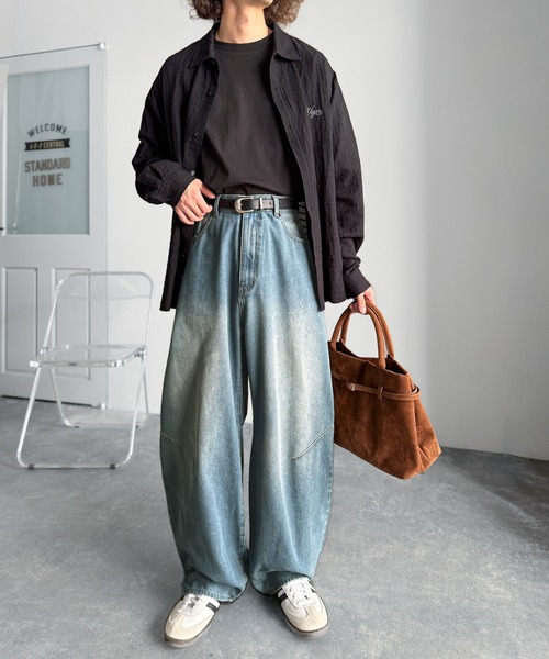 Classical Origin ワイドパンツ ジーンズ ブラスト加工カーブ