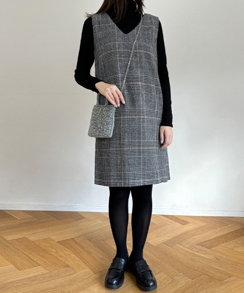 コムデギャルソン　チェックジャンパースカートSS BLACK COMME des GARCONS 2024ss ギンガムチェックのボリューム