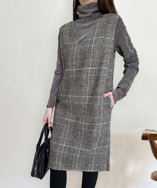 コムデギャルソン　チェックジャンパースカートSS BLACK COMME des GARCONS 2024ss ギンガムチェックのボリューム