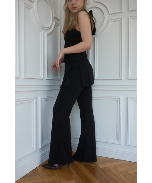 Smyeon レイヤードフレアパンツ黒 Smyeon パンツ Layered flare pants/レイヤードフレアパンツ