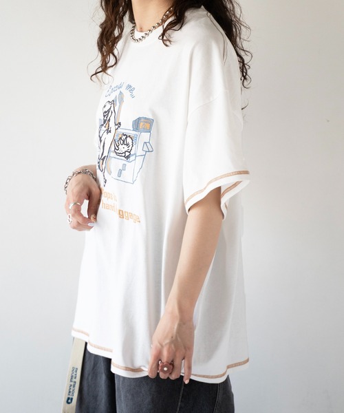 「DOUBLE NAME」 半袖Tシャツ FREE オフホワイト レディース_画像8