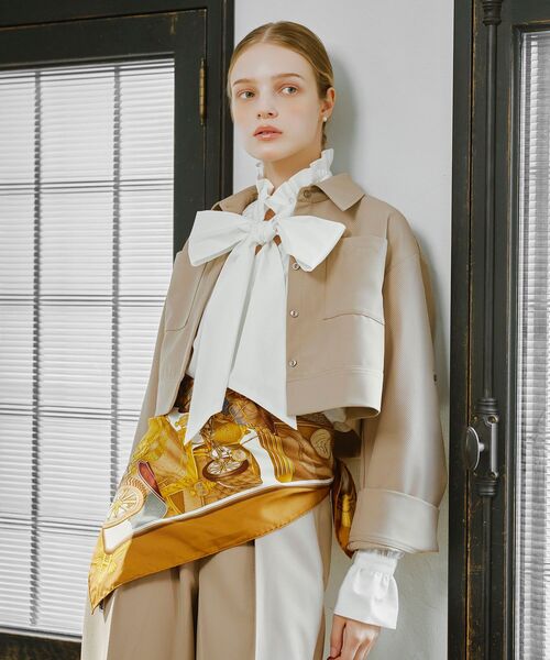 cle blatt ブラウス シャツ クロップドワークシャツ レディース