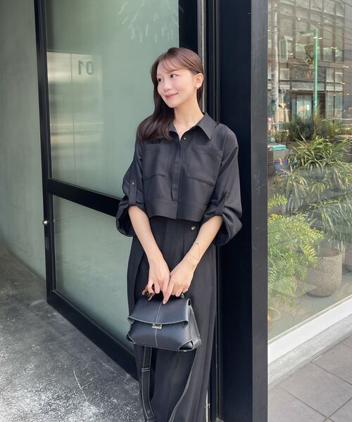 clore+ レディワークシャツ cle blatt ブラウス シャツ クロップドワークシャツ レディース