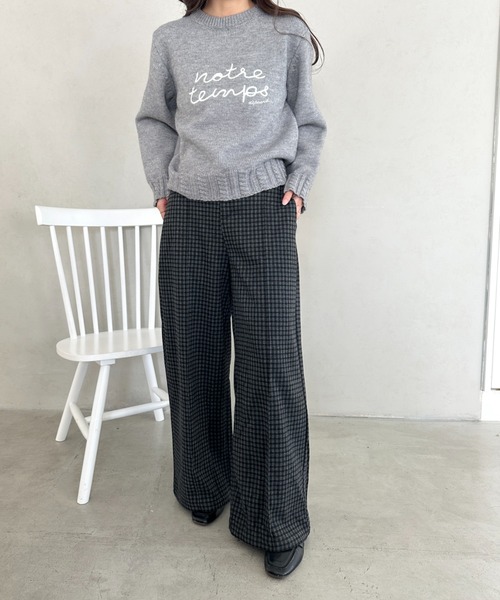 ワイドパンツ パンツ チェック柄ワイドストレートパンツ レディース