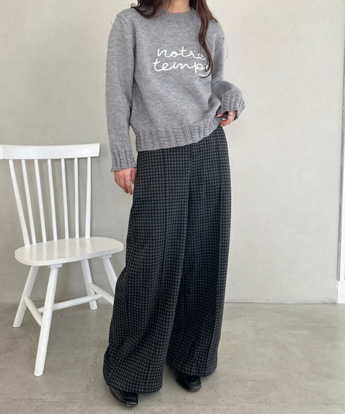 ワイドパンツ パンツ チェック柄ワイドストレートパンツ レディース