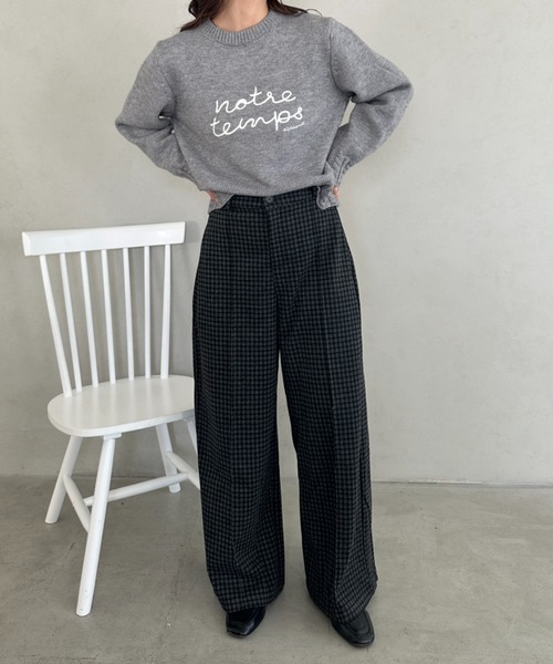 ワイドパンツ パンツ チェック柄ワイドストレートパンツ レディース