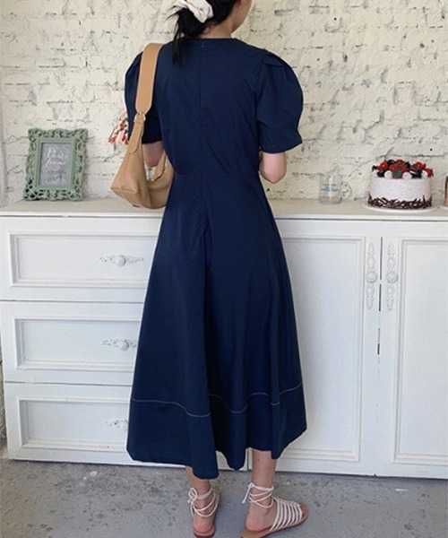 「FREE STYLISTS」 「a lot of love」半袖ワンピース FREE ネイビー レディース_画像2