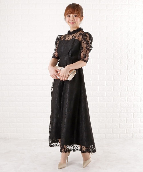「Lace Ladies」 半袖ワンピース L ブラック レディース_画像2
