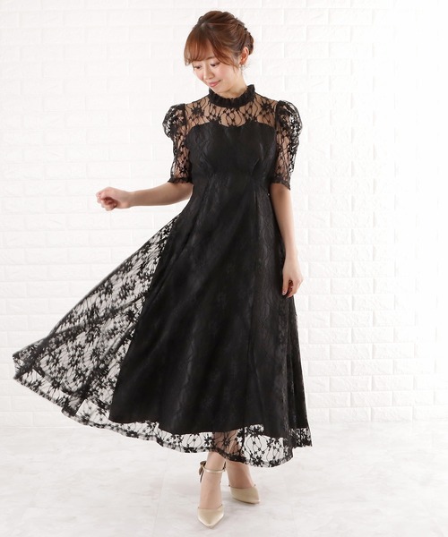 「Lace Ladies」 半袖ワンピース L ブラック レディース_画像7