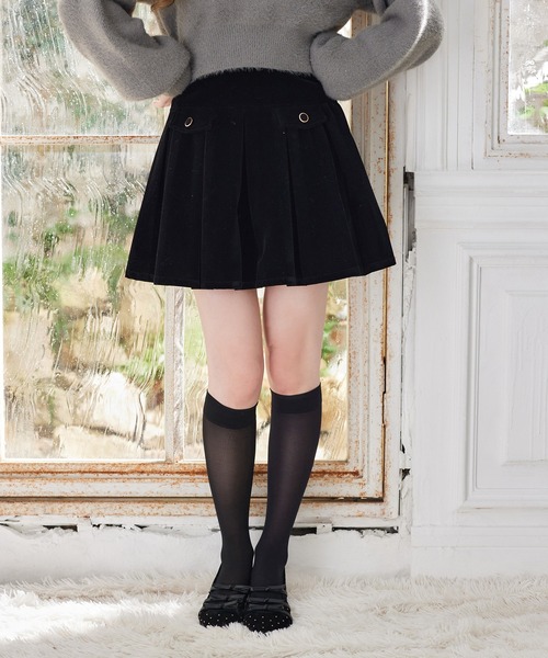 黒 ミニスカートセット ボタン付き one after another NICE CLAUP スカート 「S/Mサイズ展開」金ボタン