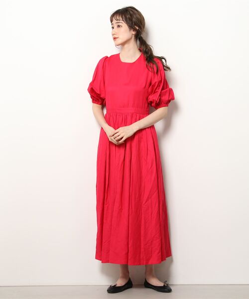 「CAROLINA GLASER」 7分袖ワンピース ONE SIZE ブラック レディース_画像2