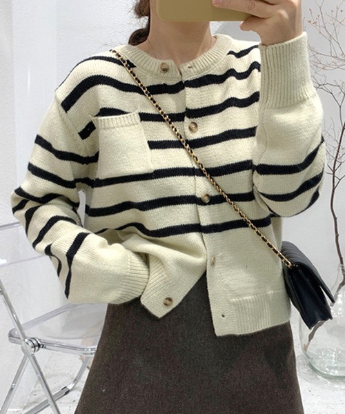 「Amulet」 ニットカーディガン FREE レッド レディース_画像8