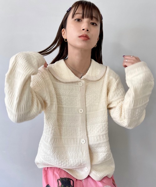 「SANSeLF」 ニットカーディガン FREE アイボリー レディース_画像3