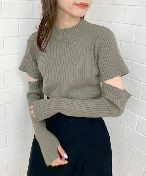 「OLIVE des OLIVE」 半袖ニット FREE ブラック レディース_画像5