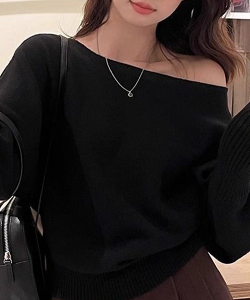 オフショルダーニットセーター ニット セーター オフショルダーニット レディース : ZOZOTOWN Yahoo