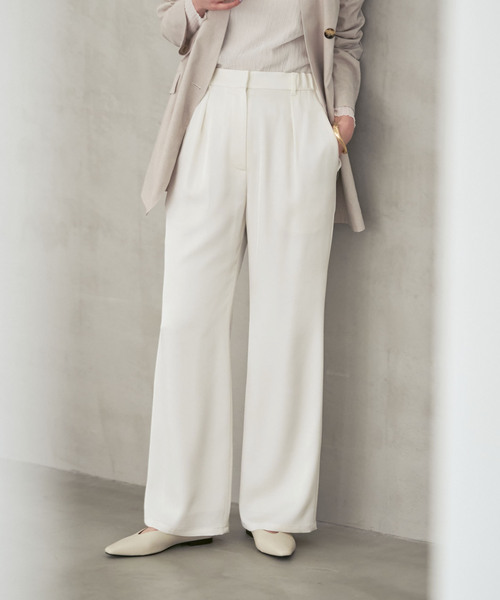 NOBLE（ノーブル） スラックス パンツ 「・新色」ルナサテンナローフレ