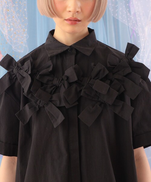 CAROLINA GLASER（カロリナ グレイサー） ブラウス シャツ 半袖 リボン