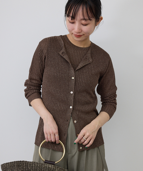 SLOBE IENA（スローブイエナ） カーディガン ラメリブカーディガン