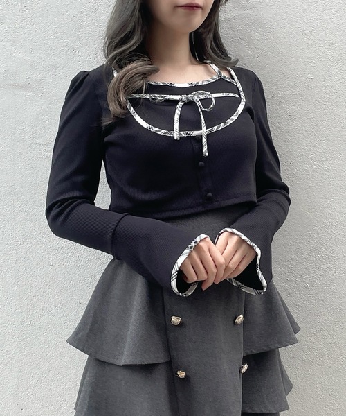 Ameri vintageのレイヤードトップス Ameri VINTAGE - 【美品】AMERI/アメリ レイヤードトップス シアー