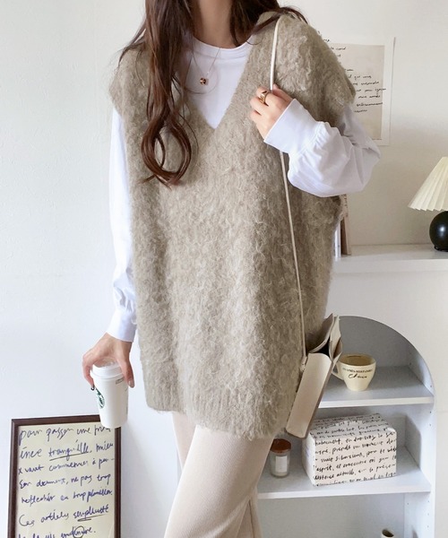 [classicalelf] вязаный лучший LARGE grayish бежевый женский 