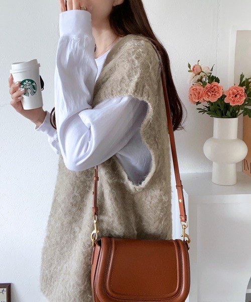 [classicalelf] вязаный лучший LARGE grayish бежевый женский 