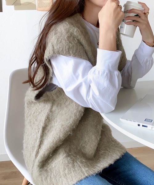 [classicalelf] вязаный лучший LARGE grayish бежевый женский 