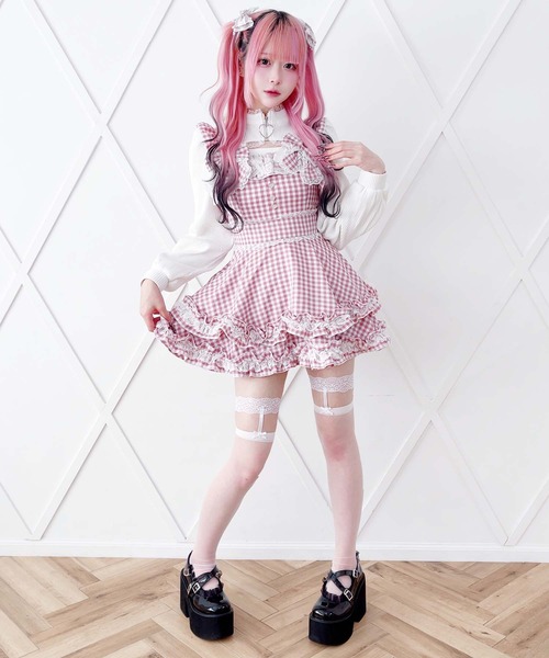MA*RS ダブルりぼんギンガムキャミワンピース ピンク MA*RS（マーズ） ワンピース ダブルりぼんギンガムキャミワンピース