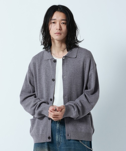 NO BRAND ノーブランド LIBERAL ARTS(リベラルアーツ) Knit Shirt Cardigan ニットシャツ カーディガン ブラック RAGEBLUE（レイジブルー） セーター ニット 「Washable」Knit Shirt