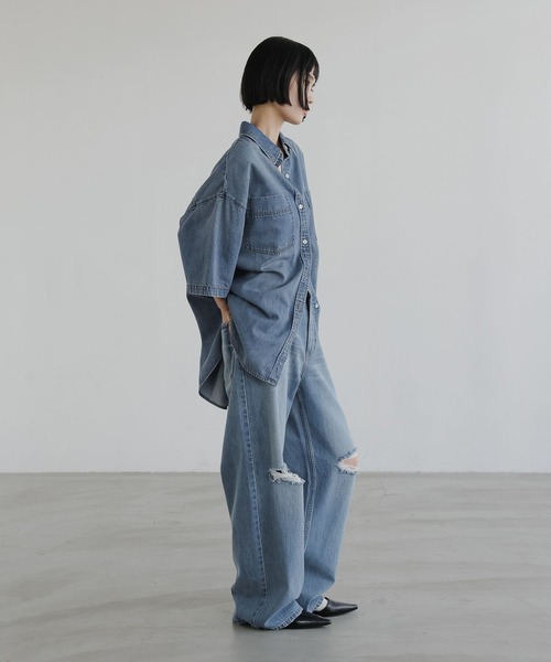 ブラウス シャツ アソートデニムＢＩＧシャツＳＳ 638496 レディースの画像