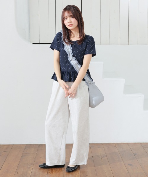 Honeys（ハニーズ） ヘンリーネック tシャツ 半袖 裾フリルヘンリー