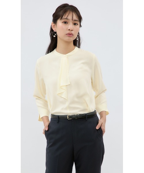 AOYAMA ブラウス シャツ フリルタイブラウス「7分袖」 レディース
