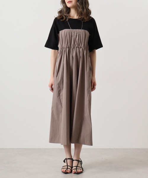 「EGLANTINE」 半袖ワンピース 40 カーキ レディース_画像3