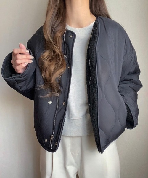 「FILLOU」 ノーカラージャケット MEDIUM モカ レディース_画像2