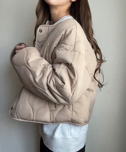 「FILLOU」 ノーカラージャケット MEDIUM モカ レディース_画像4