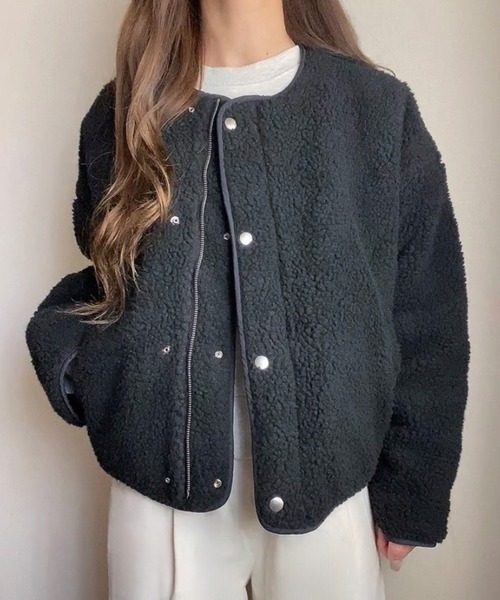 「FILLOU」 ノーカラージャケット MEDIUM モカ レディース_画像7