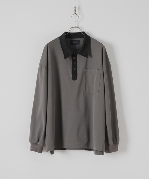 「DOOPZ」 長袖ポロシャツ MEDIUM グレー メンズ_画像2