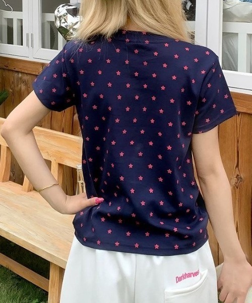 ViViDAY tシャツ 半袖 フロント英字ロゴ 星柄ショートtシャツ