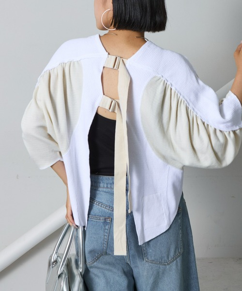 「etsinta」 7分袖カットソー ONE SIZE ベージュ レディース_画像9