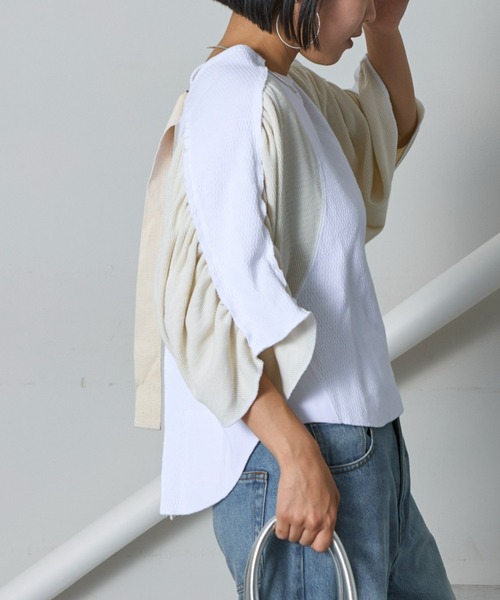 「etsinta」 7分袖カットソー ONE SIZE ベージュ レディース_画像10