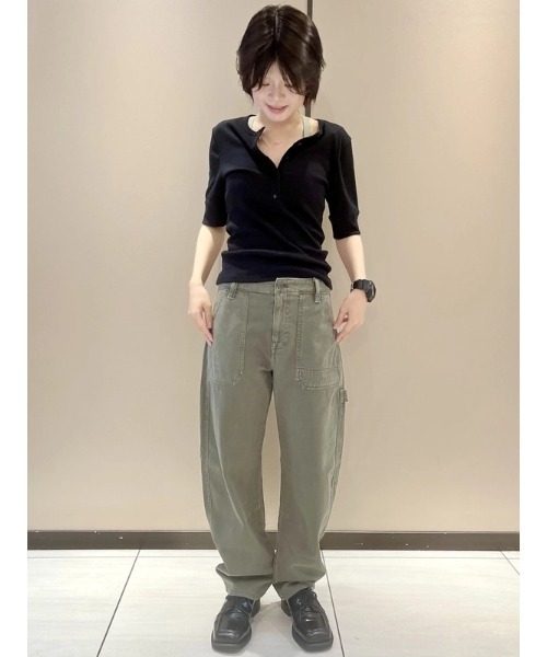 GAP（ギャップ） ヘンリーネック tシャツ 半袖 リブ ヘンリートップス