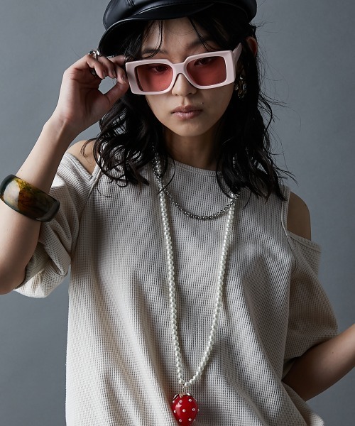 「GEVS.」 「SMIKE LAND」半袖カットソー LL ブラック レディース_画像7