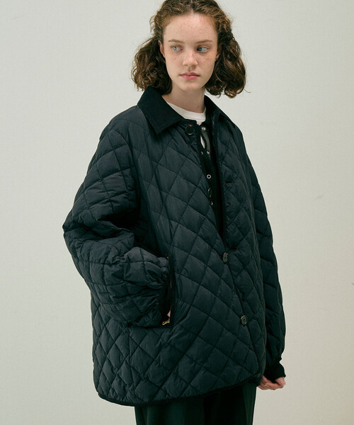 【美品】Gymphlex キルトダウンコート．フード付き　オリーブグリーン GYMPHLEX（ジムフレックス） ダウンコート ダウンジャケット | キルト