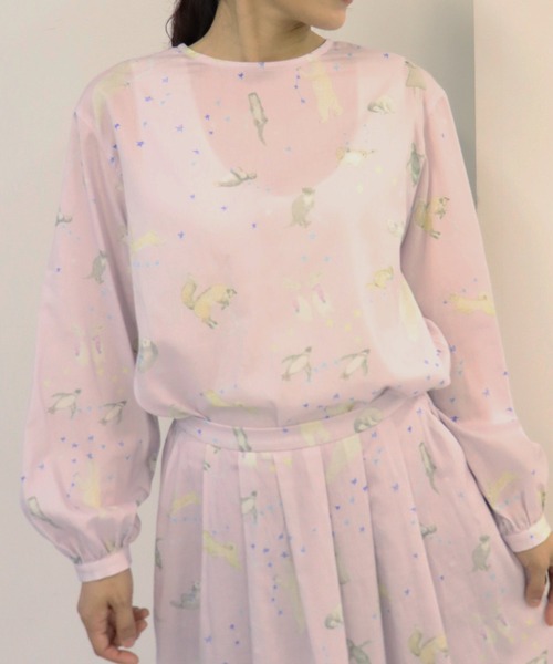 「haupia」 長袖ブラウス MEDIUM ネイビー レディース_画像2